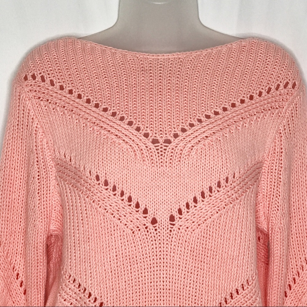 LOFT Pink Pointelle Scoop Back Sweater NWT - Picture 6 of 8